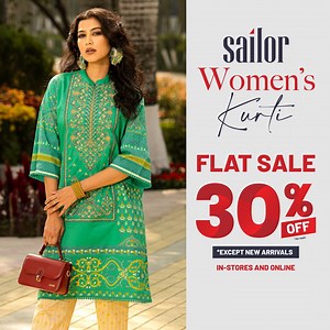175 reactions | Amazing offer!! Enjoy Flat 30% OFF on Sailor Women's Kurti. Shop now and make this season extra special. Order Online: https://sailor.clothing/ Visit Outlet: https://sailor.clothing/store-locator #Sailor #Sailing_Life #Sale | Sailor - Sailing Life | Facebook