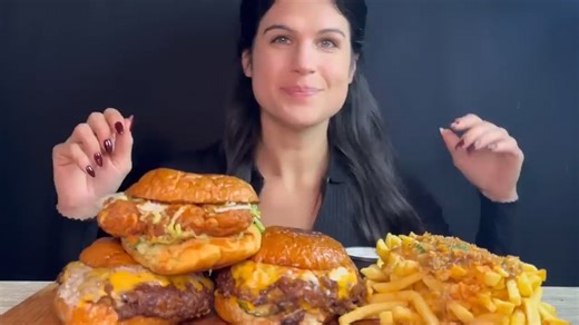 【ASMeRi Eats】吃播 | 咀嚼音 | 流心芝士汉堡 肉酱薯条