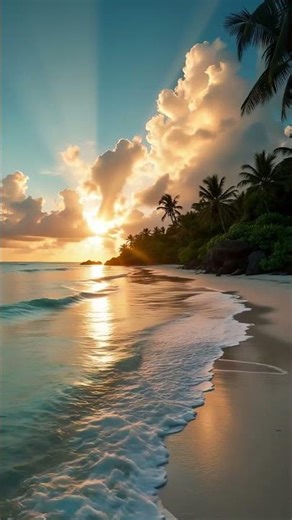 Peaceful Beach Ambience 🌊🏝️ | Relaxing Music & Ocean Waves for Sleep & Meditation #shorts