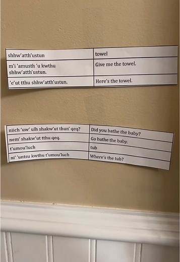 Sharing some hul’q’umi’num’ learning and use in the home. #hulquminumspeaking #hulquminum #learning #nativetiktok #indigenoustiktok #languagerevitalization #hulquminuminthehome #coastsalish #indigenousproud #vancouverisland