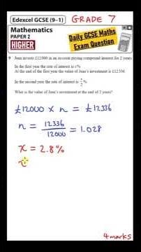 GCSE Maths Higher - Daily Exam Question - Day 134 (Compound Interest)