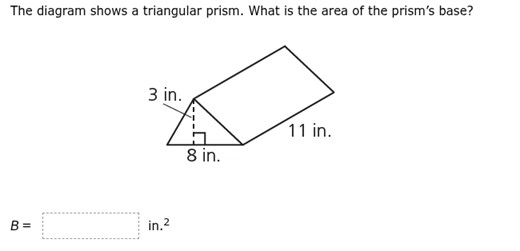 The diagram shows a triangular prism. What is the area of the p... | Filo