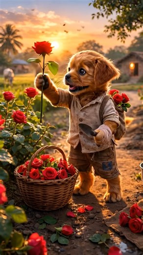 The puppy doesn’t have money to buy a book, so he sold a rose flower #puppy #money #rose #shorts