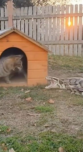 Brave Mama Cat Battles a Giant Python to Save Her Kitten! #rescuecat #pythonattack