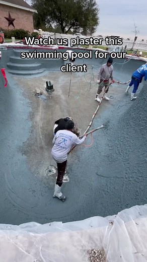 Check out this swimming pool that we plastered! Once we fill the pool with water it’ll have a beautiful dark aquamarine water color #plastering #plaster #tiktok #foryou #fyp