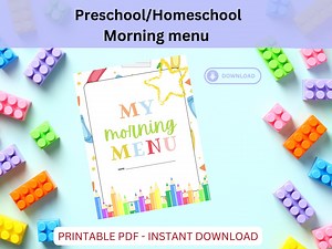 Preschool Morning Menu Printable, Homeschool Preschool, Preschool Worksheets, Homeschool Menu, Alphabet Printable, Homeschool Morning Menu - Etsy Canada