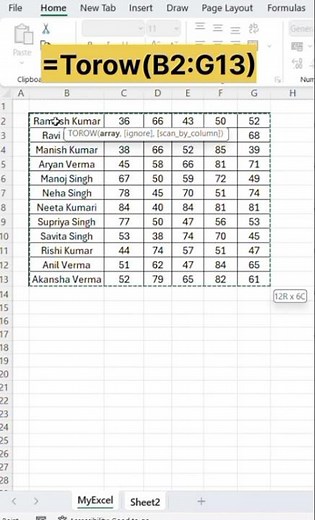 TOROW Function in Excel Made Simple! | Convert Data to a Row Instantly with TOROW! #excelshortcuts