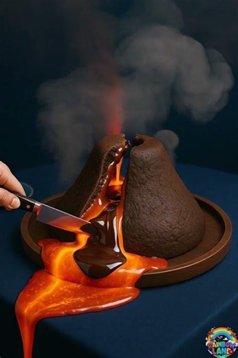 Volcano Cake ASMR 🌋🍰 | Satisfying Sounds for Sleep & Relaxation #rainbowland #viralasmr #asmrsounds