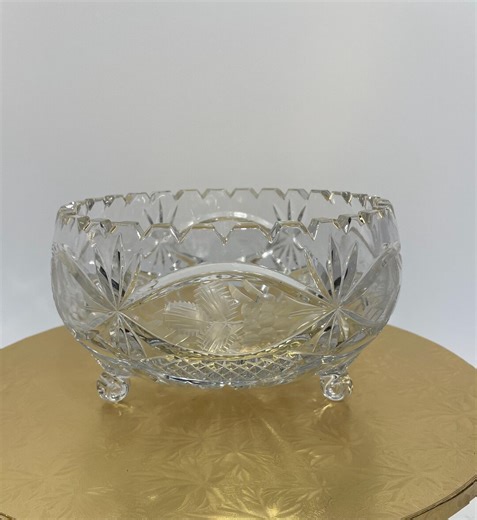Vintage Cut Crystal Footed Bowl, Bohemian Lead Crystal - Etsy
