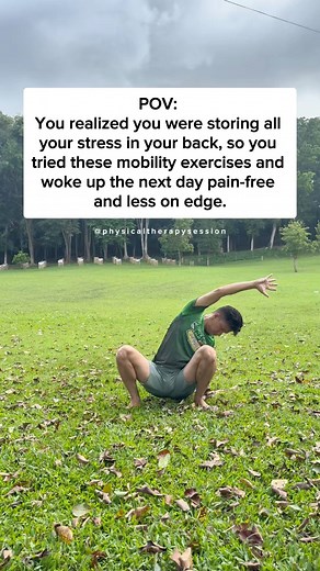 195K views · 2K reactions | When stress builds up, your back often pays the price. Try these mobility exercises to loosen tension, breathe better, and wake up feeling lighter, pain-free, and less on edge. Your body will thank you—start today. #fblifestyle #backpain #mobilitytraining #exercise #physicaltherapy | Physical Therapy Session | Facebook