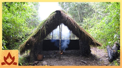 Constructing a mud hut with a natural thatched roof