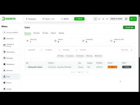 Domits Task Manager with Automations for Cleaning, Maintenance, Inspection & Administration