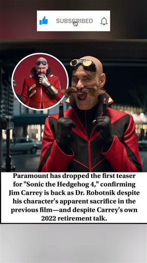 Jim Carrey Returns as Robotnik in 'Sonic the Hedgehog 4' Teaser.#shorts #sonic