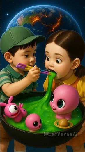 "Alien Soup Mukbang | Squid Game Kids ASMR Cosmic Show"