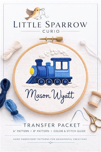 Train Baby Name Embroidery Pattern Printable PDF - Etsy