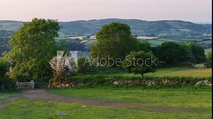 Aerial clip of Bovey Castle luxury hotel in the Dartmoor countryside, Devon, England, United Kingdom, Europe