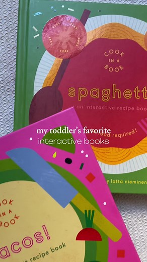 The Cook in a Book interactive books are one of my toddler’s current favorites. Of the three we have, the spaghetti one is his favorite because of the fork 🍝 A few of his other favorite interactive books- Stir Crack Whisk Bake Don’t Push the Button series Any Poke a Dot book by @Melissa & Doug The Boo Boo Book Cocoa’s Cranky series Tap the Magic Tree Mix it Up Let’s Play Never Touch a series And I’ll have them all saved under “books we love” on my Amazon. We love interactive books at this age b