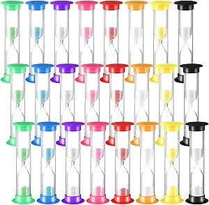 24 Pcs 5 Minute Sand Timer Plastic Hourglass 5 Min Visual Timer Mini Classroom Small Shower Hourglass for Teacher Classroom School Must Haves Supplies Egg Sand Clock Kids Time Management(Colorful)