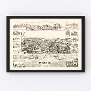 Auburn Map 1887, Vintage Auburn Map, Old Auburn California Art, Wall Art Gift for Auburn History Lovers Retro Decor - Etsy