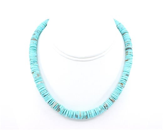 Arizona Turquoise Heishi Necklace | 6.5mm Beads | 14k Solid Gold, Sterling Silver, or 14k Gold Filled | Unisex Southwestern Jewelry - Etsy