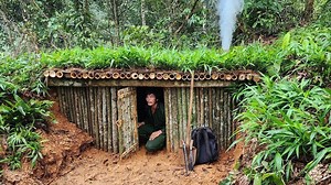 Building a complete underground bushcraft survival shelter with bamboo walls and a grass roof, creating a hidden sanctuary that blends seamlessly into nature. 🛠️🏕️ #bushcraft | The Forest Path