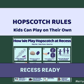 Hopscotch Rules Poster for Recess | PE Game Sign for Kids | Playground Rules Pri