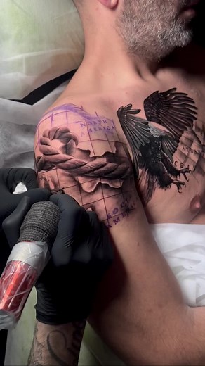 Sail Away with Realistic Compass and Map Tattoo Art