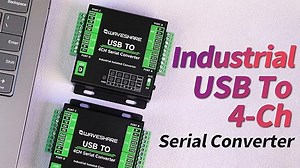 Waveshare Industrial USB to 4-Ch Serial Converter, Original FT4232HL Chip, Supports USB to RS232/485/422/TTL, Multiple Devices Applicable, Multi-OS Compatible