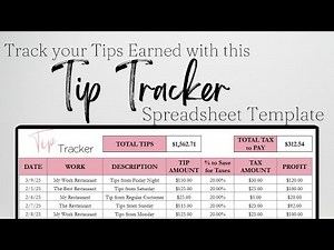 Tip Tracker Excel Spreadsheet, Tips Tracker, Tip Shift Tracker, Server Tip Waitress Google Sheets