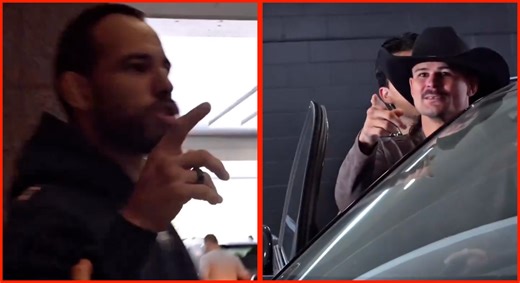 Jean Silva and Diego Lopes separated by security during near clash in parking lot