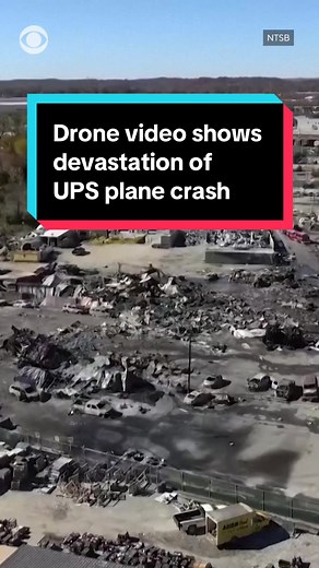 The scale of the devastation caused by the UPS plane crash in Louisville, Kentucky, was revealed on drone video released Nov. 7. At least 14 people, including the three pilots on board, were killed in the incident last week when the plane caught fire, lost an engine and crashed during takeoff near the city’s airport. The NTSB is investigating what happened. #ups #plane #planecrash #louisville #kentucky