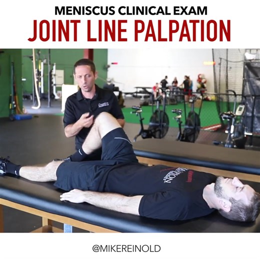 Meniscus Special Tests - Joint Line Palpation 🧠 Want to learn more from me? Head to my profile and click the "Learn More" button to see all my latest articles and podcasts. One of the most simply, yet important, special tests to detect meniscus injuries is joint line palpation. Many of the more specific special tests are very provocative in nature. Joint line palpation has been shown to have 0.95 reliability and varying fairly high amounts of sensitivity and specificity in numerous studies. Thi