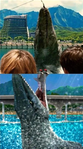MOSASAURUS FEEDING JURASSIC WORLD MOVIE VS JURASSIC WORLD THE GAME 🔥🐊🦈