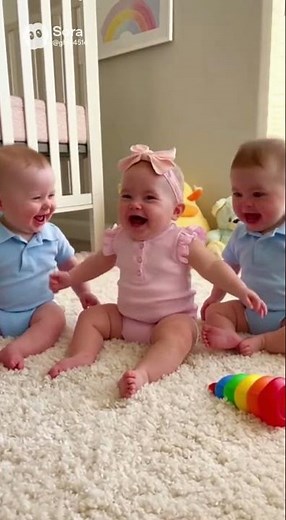 Adorable Triplets Can't Stop Laughing! 👶👶👶