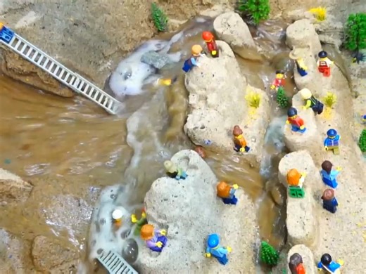 LEGO溃坝与大沙堡，特大洪水自然灾害