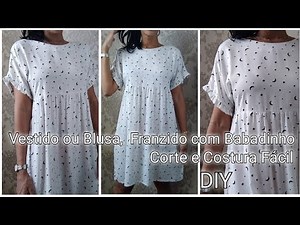 Dress or blouse with ruffles on the sleeves. Easy cutting and sewing. DIY.