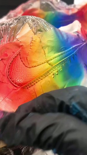 Custom Rainbow Nike Shoes - Satisfying Painting Process