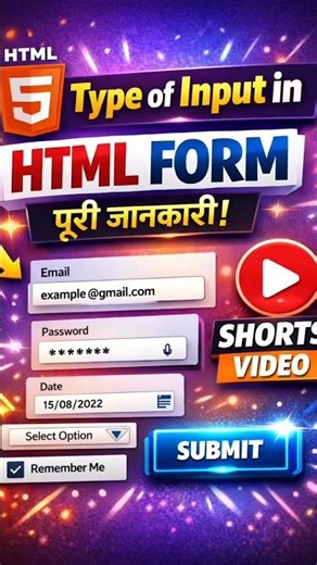 Types of INPUT in HTML|Code with Shubhi 💡 arafta latest ep asmr #cssfilters #trendingnow #viralnow