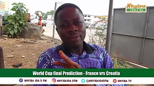#NhyiraUpdates Watch France vs. Croatia World Cup final predictions by football fans. First-time finalists Croatia take on 1998 champions France in a rematch of unforgettable semi-final from 20 years ago. ⚽️💪🏻 | Nhyira 104.5 FM