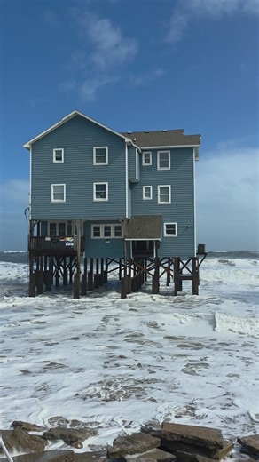 Emre Sinik on Instagram: "Another beauty fighting the ocean... will it survive, or is it even worth it after all this damage? #obx #hatterasisland #hurricane #ocean #beach #flood #hatteras #outerbanks #storm #beachlife #waves #beachhouse"