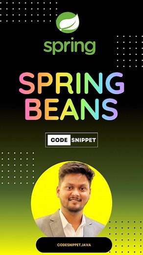 Chetan Ghate on Instagram: "Bean In Java Spring ✅ . Follow @codesnippet.java ✅ . #java #springboot #springbootdeveloper #code #programmer #programming #coders #code #coding"