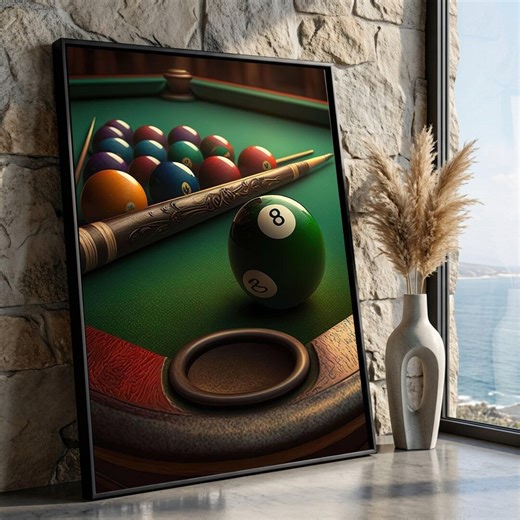 Vintage Pool Table With Billiard Balls Canvas, Intricate Cue Stick Art, Game Room Wall Decor, Sports Canvas Wall Art, Ready to Hang - Etsy Canada
