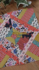 Let’s sew a hidden wells quilt block using 7 strips of fabric 🪡 great for scrap fabrics and jelly rolls! Finished size of one block is 12.5” 🧵 use 1/4” seam allowance 🌼 #sewingtutorial #quiltblock #howtosew #sewing #patchwork | What Kimberley Makes