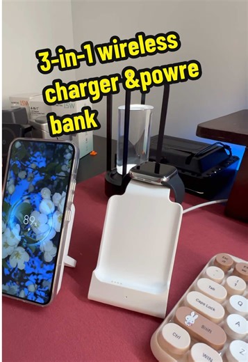 3-in-1 wireless charger &powre bank , One thing for two purposes, very cost-effective✌️✌️#wirelesscharger #3in1 #apple #iphone #powerbank