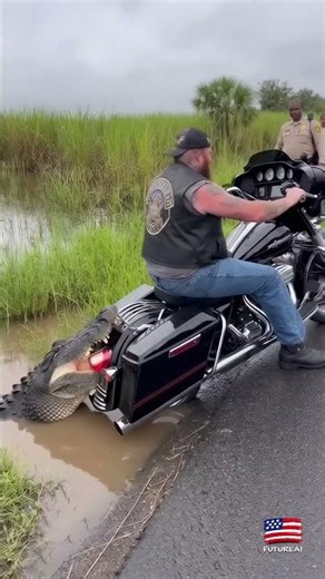 Alligator vs Harley… He Refused to Let Go 😳🐊 #harleydavidson #alligator