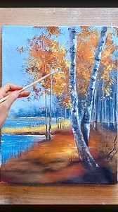 Easy Autumn Painting Idea for Beginners #painting #acrylicpainting #paintingideas #canvaspainting #art | Soul & Canvas