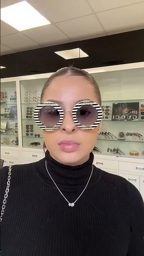 Gucci GG0113S 008 Sunglasses Women's Black+White Striped-Gold/Blue Gradient Lenses