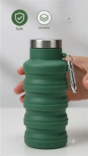Foldable Water Bottle with Carabiner – Leakproof & Eco-Friendly#WaterBottle