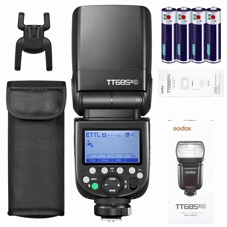 Blitz pentru Canon, GODOX TT685II-C, Speedlight pentru Aparat Foto, E-TTL, Speedlite, Sincronizare de Mare Viteza, Sistem Wireless X 2.4G, Compatibil cu Blitz Canon pentru 5D Mark IV, 6D Mark II, 7D, 90D, 250D, R5, 850D - eMAG.ro