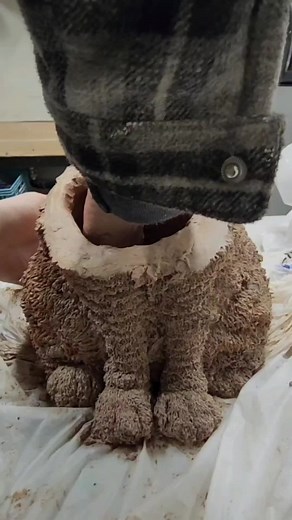 Hollow-out Ceramic Sculpture of New Cat: Birdie Brooks